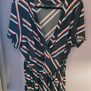 Torrid sz 3 striped Faux wrap blouse